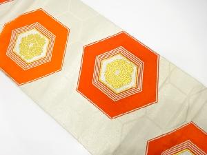 アンティーク　亀甲に牡丹模様織り出し袋帯（材料）